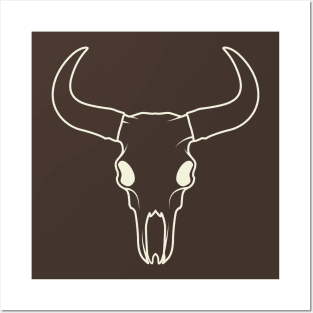 Aesthetic Lineart Buffalo Skull Posters and Art